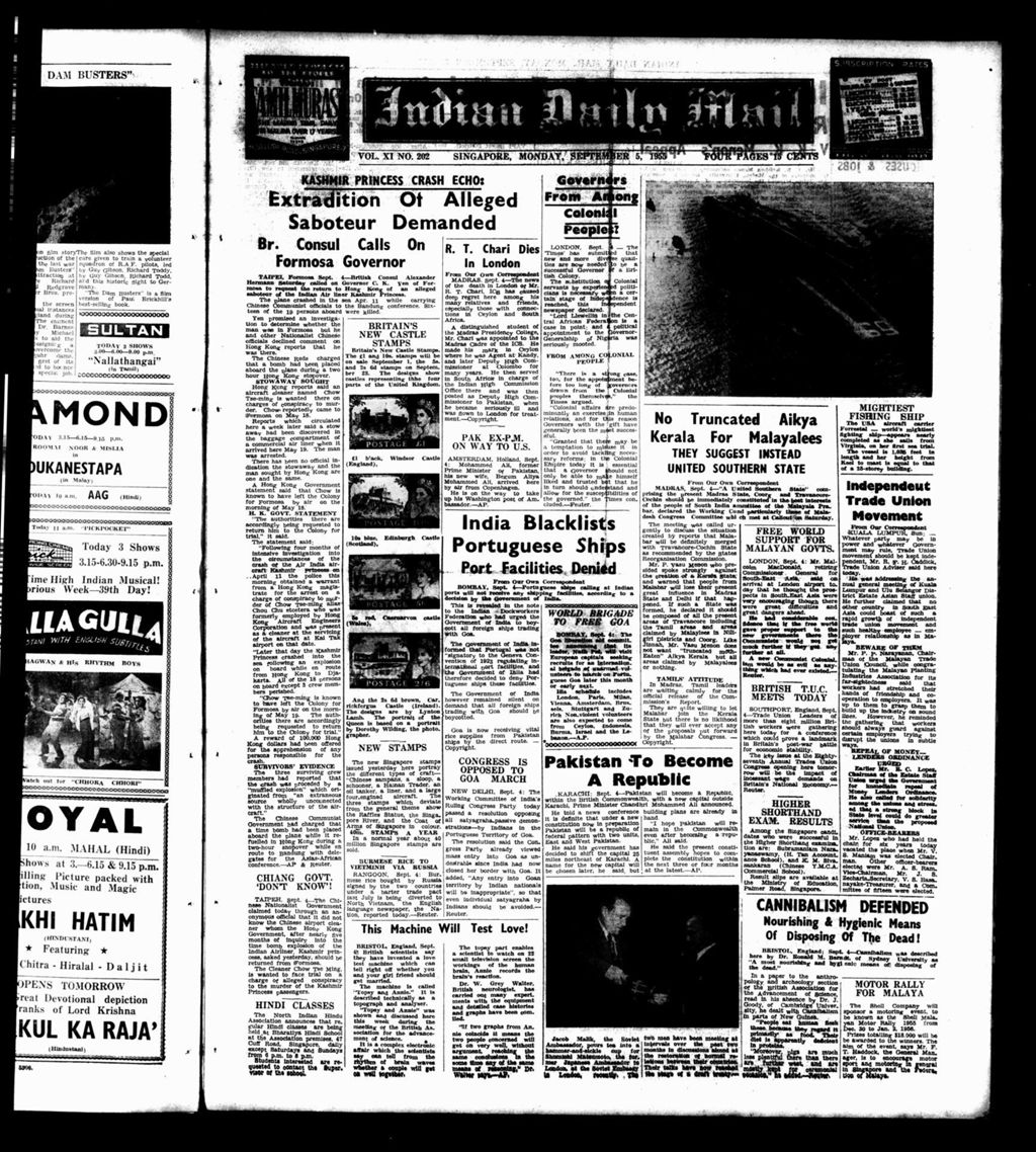 Miniature of Indian Daily Mail 05 September 1955