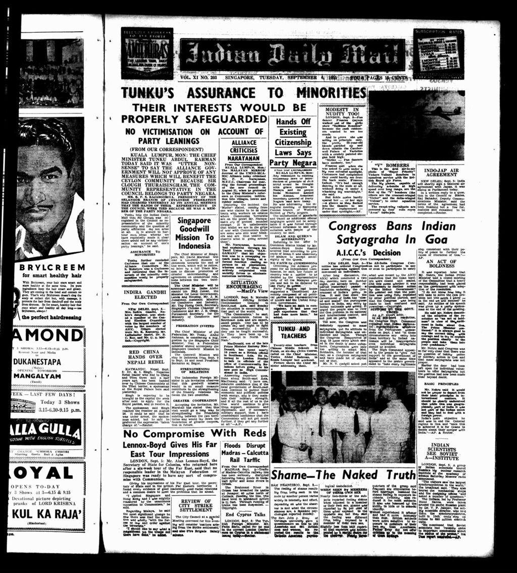 Miniature of Indian Daily Mail 06 September 1955