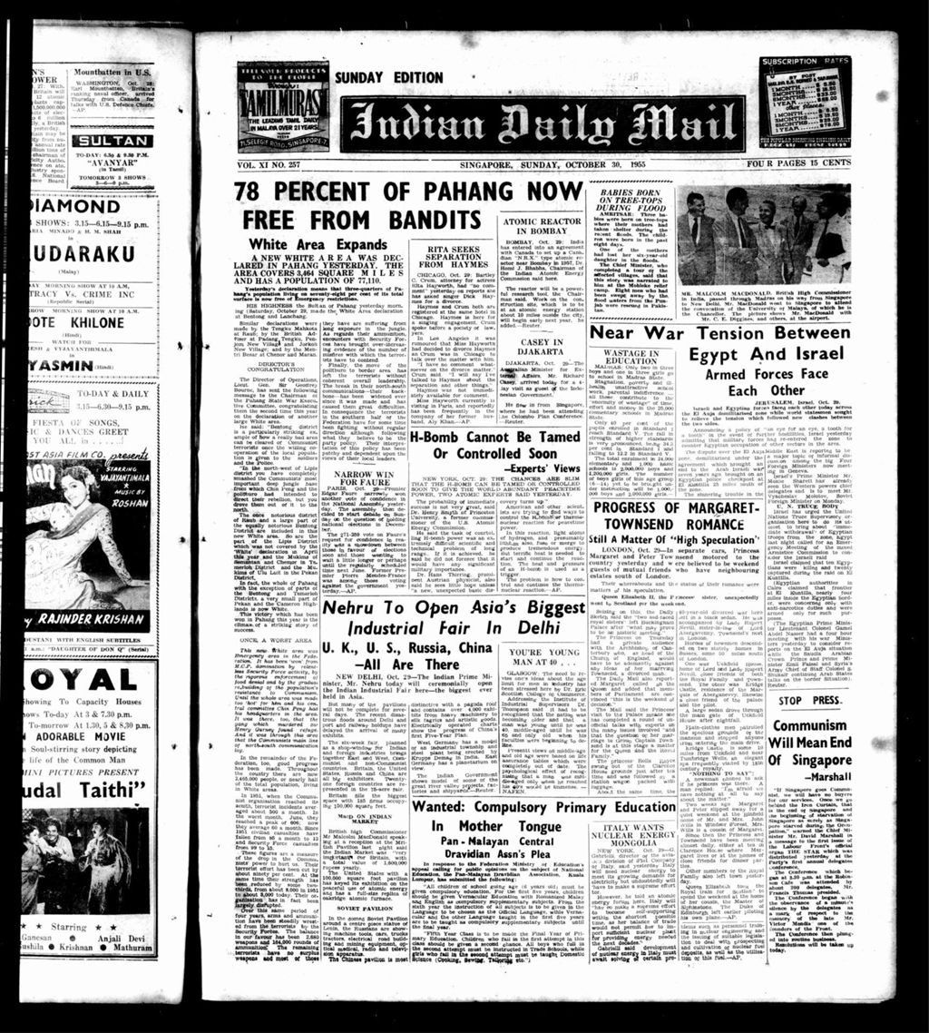 Miniature of Indian Daily Mail 30 October 1955