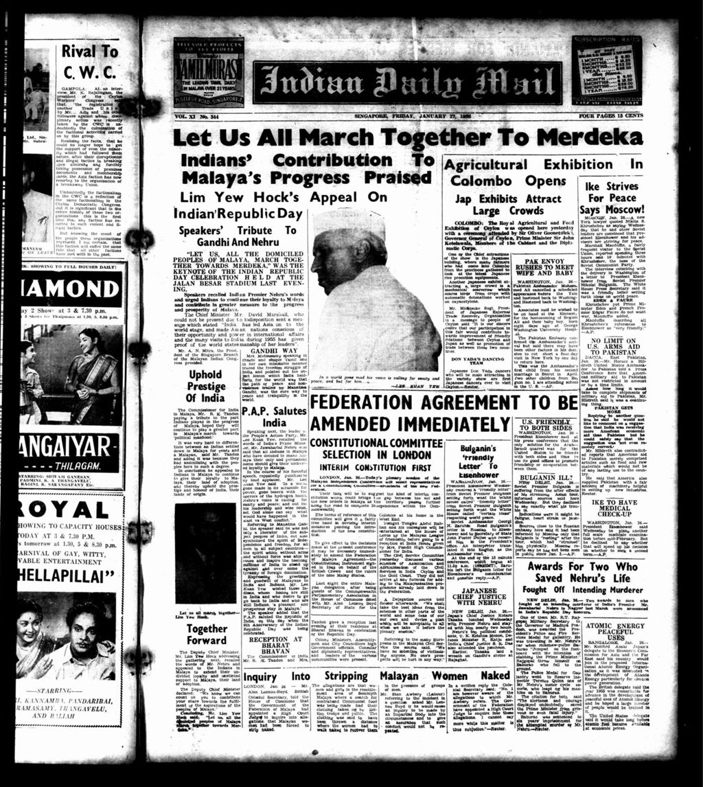 Miniature of Indian Daily Mail 27 January 1956