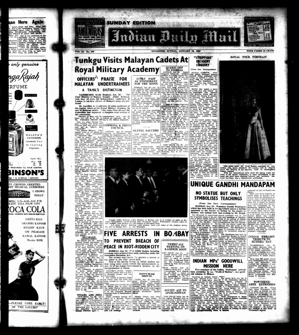 Miniature of Indian Daily Mail 29 January 1956