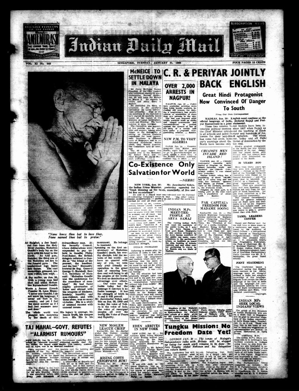 Miniature of Indian Daily Mail 31 January 1956