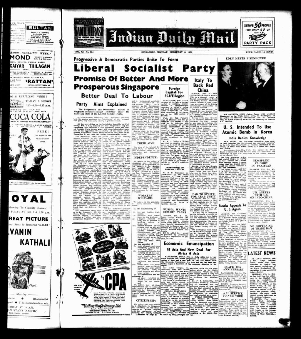 Miniature of Indian Daily Mail 06 February 1956