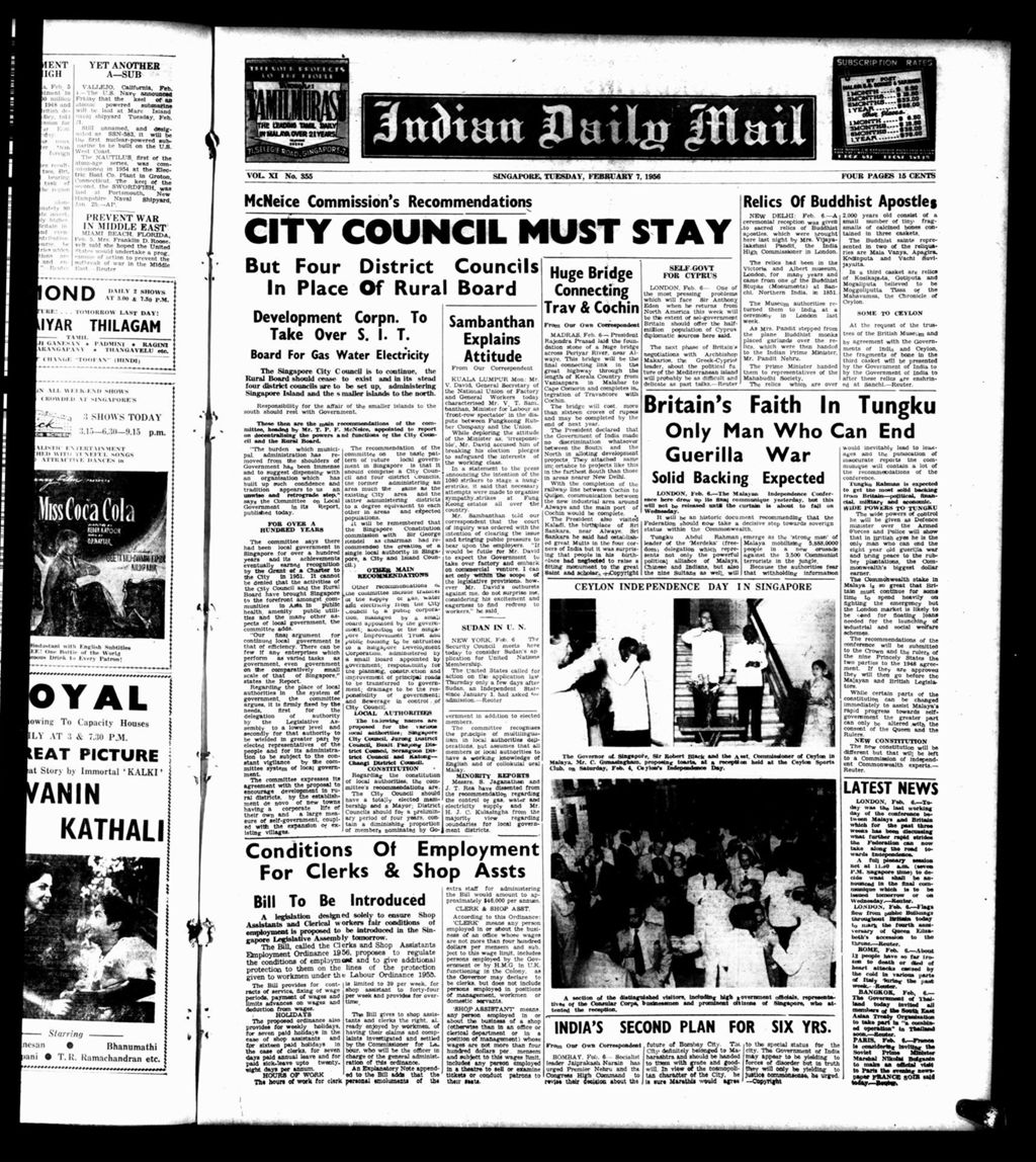 Miniature of Indian Daily Mail 07 February 1956