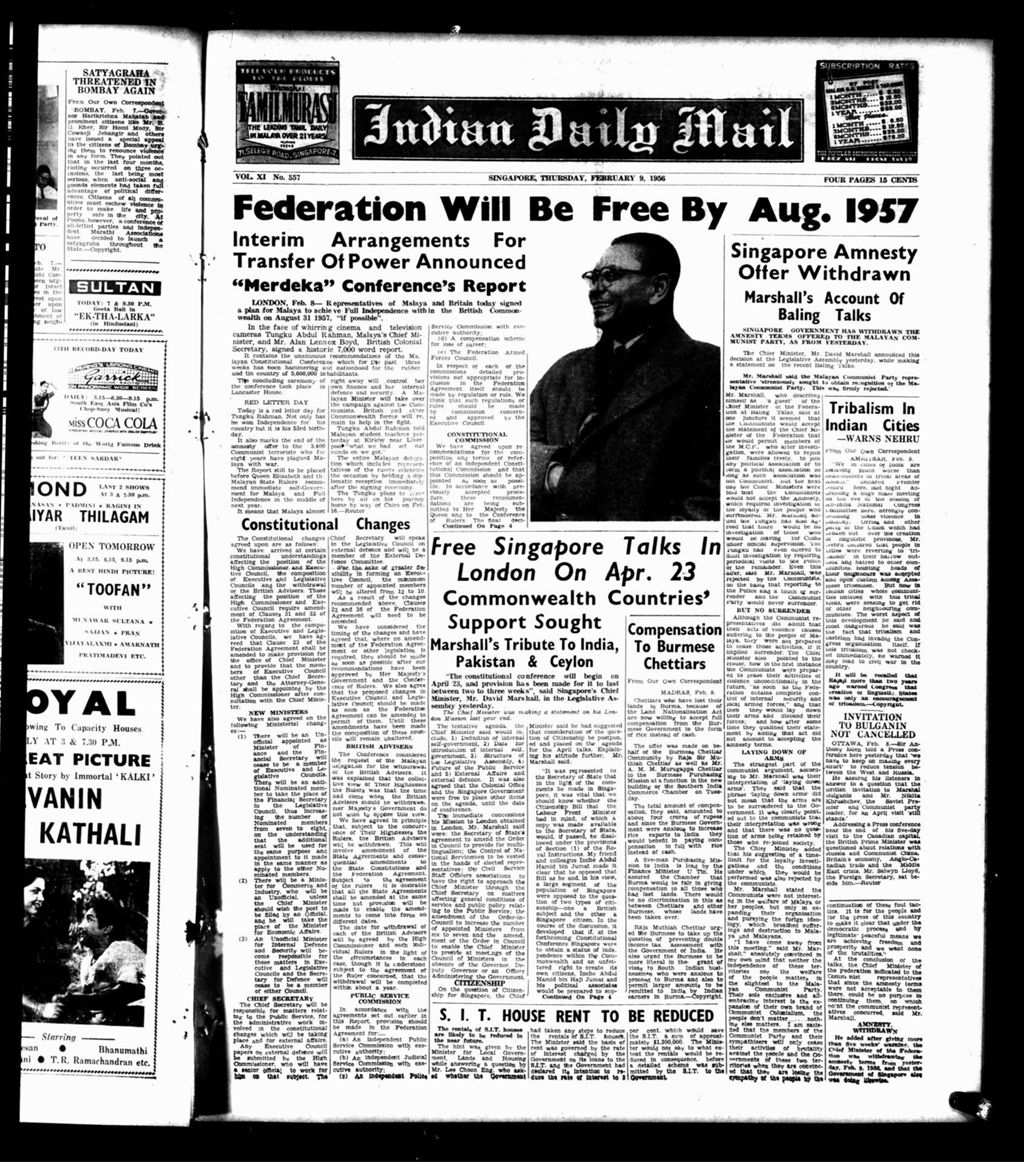 Miniature of Indian Daily Mail 09 February 1956