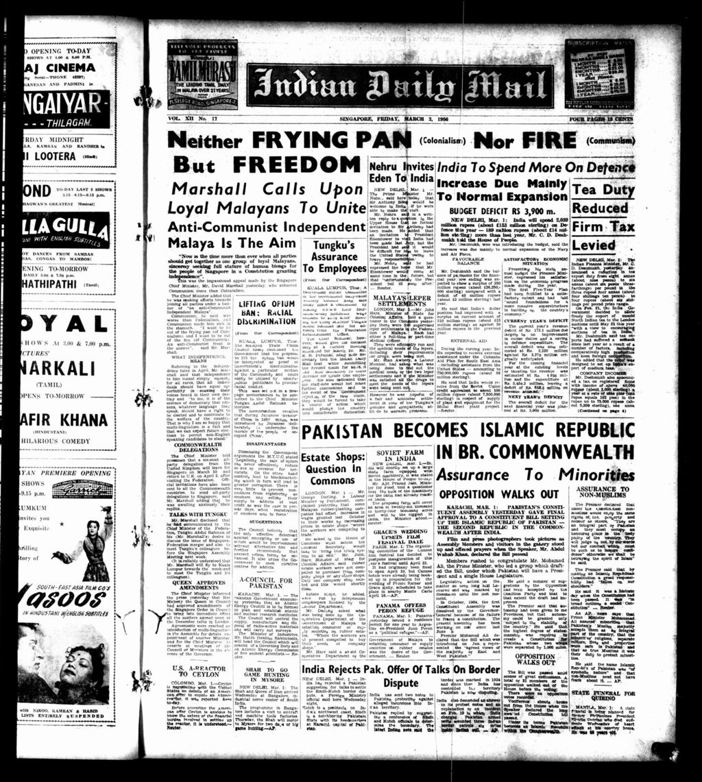 Miniature of Indian Daily Mail 02 March 1956