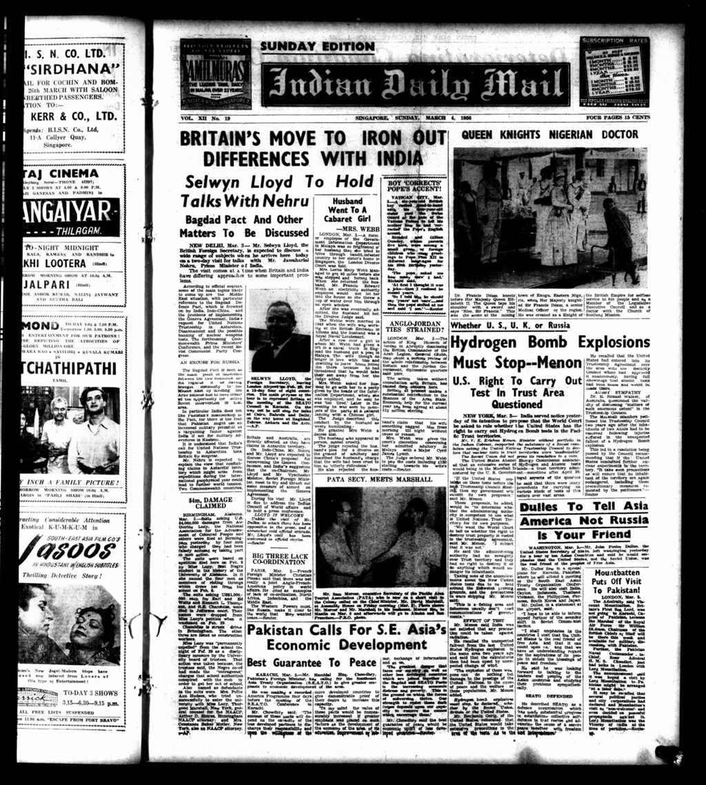 Miniature of Indian Daily Mail 04 March 1956