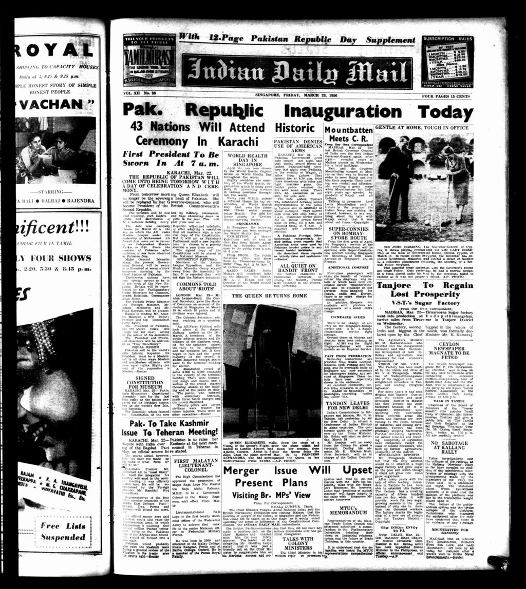 Miniature of Indian Daily Mail 23 March 1956