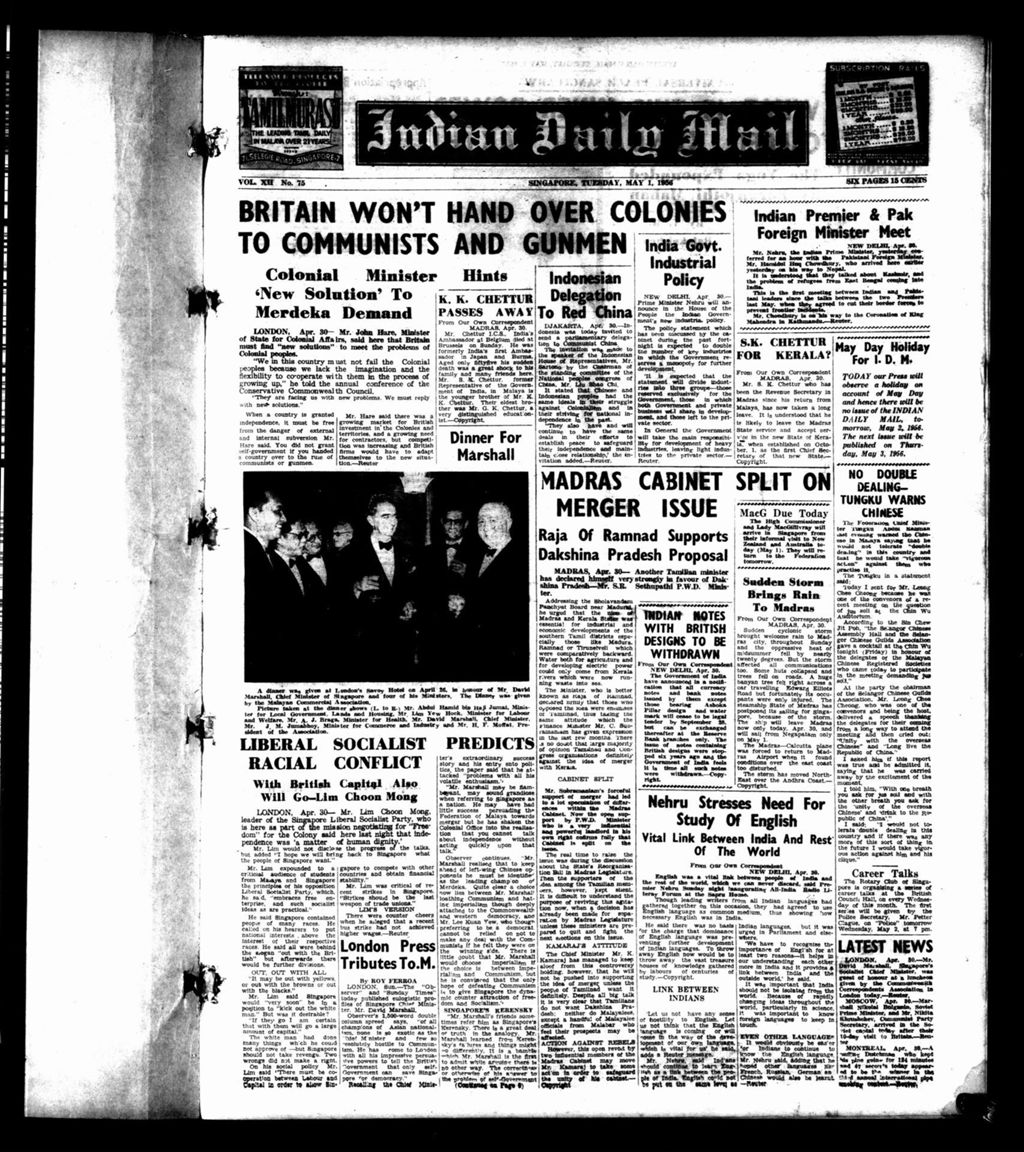 Miniature of Indian Daily Mail 01 May 1956