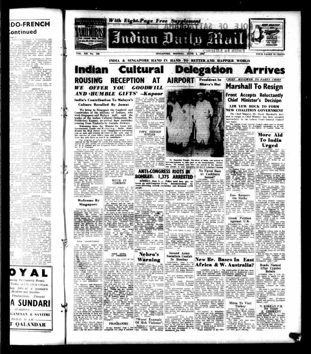 Miniature of Indian Daily Mail 04 June 1956