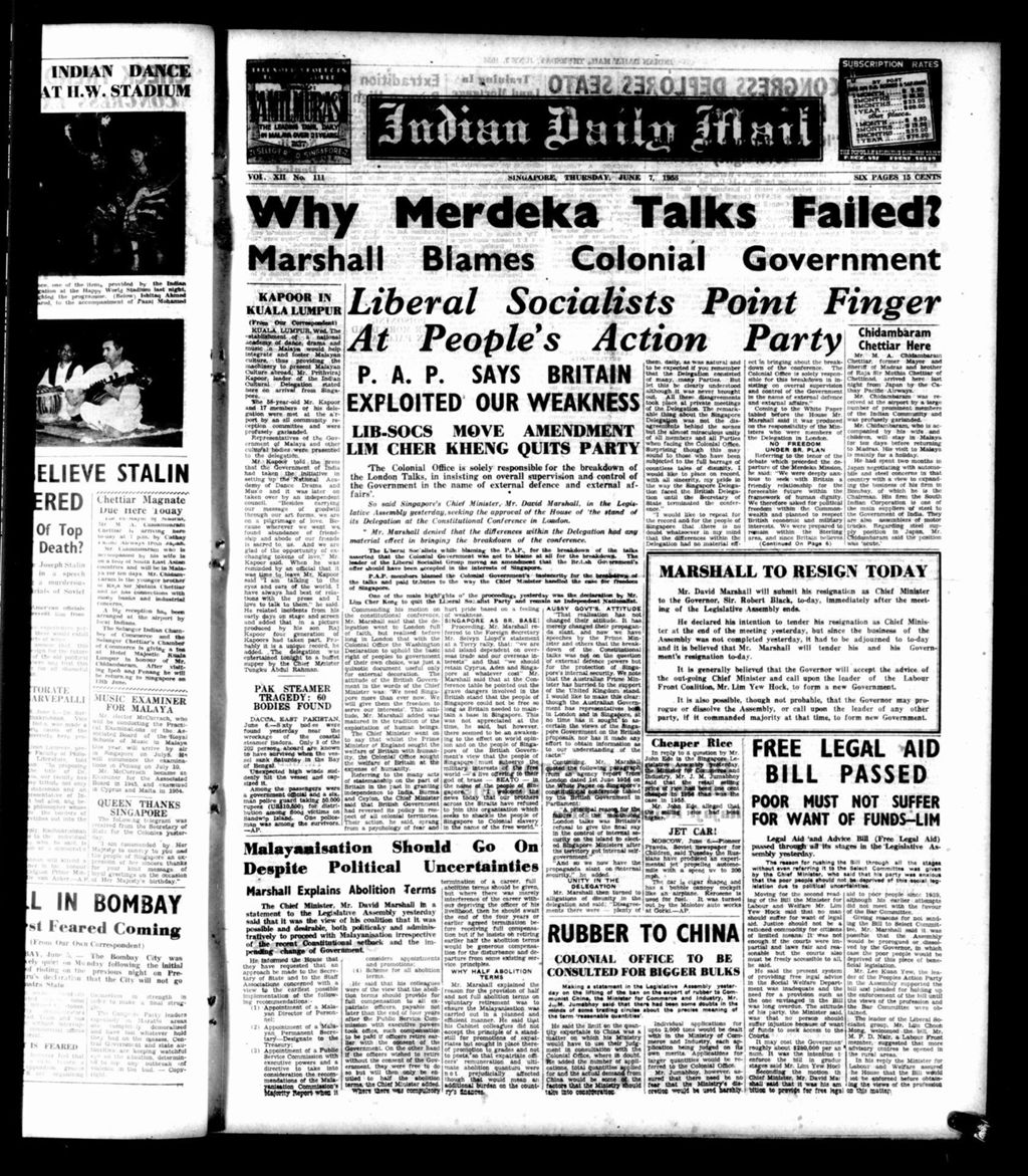 Miniature of Indian Daily Mail 07 June 1956