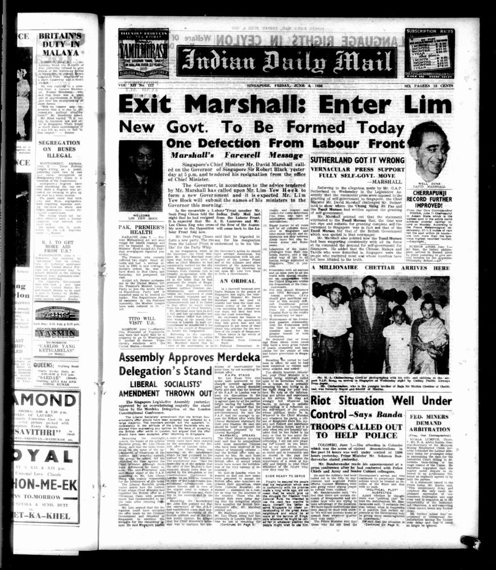 Miniature of Indian Daily Mail 08 June 1956