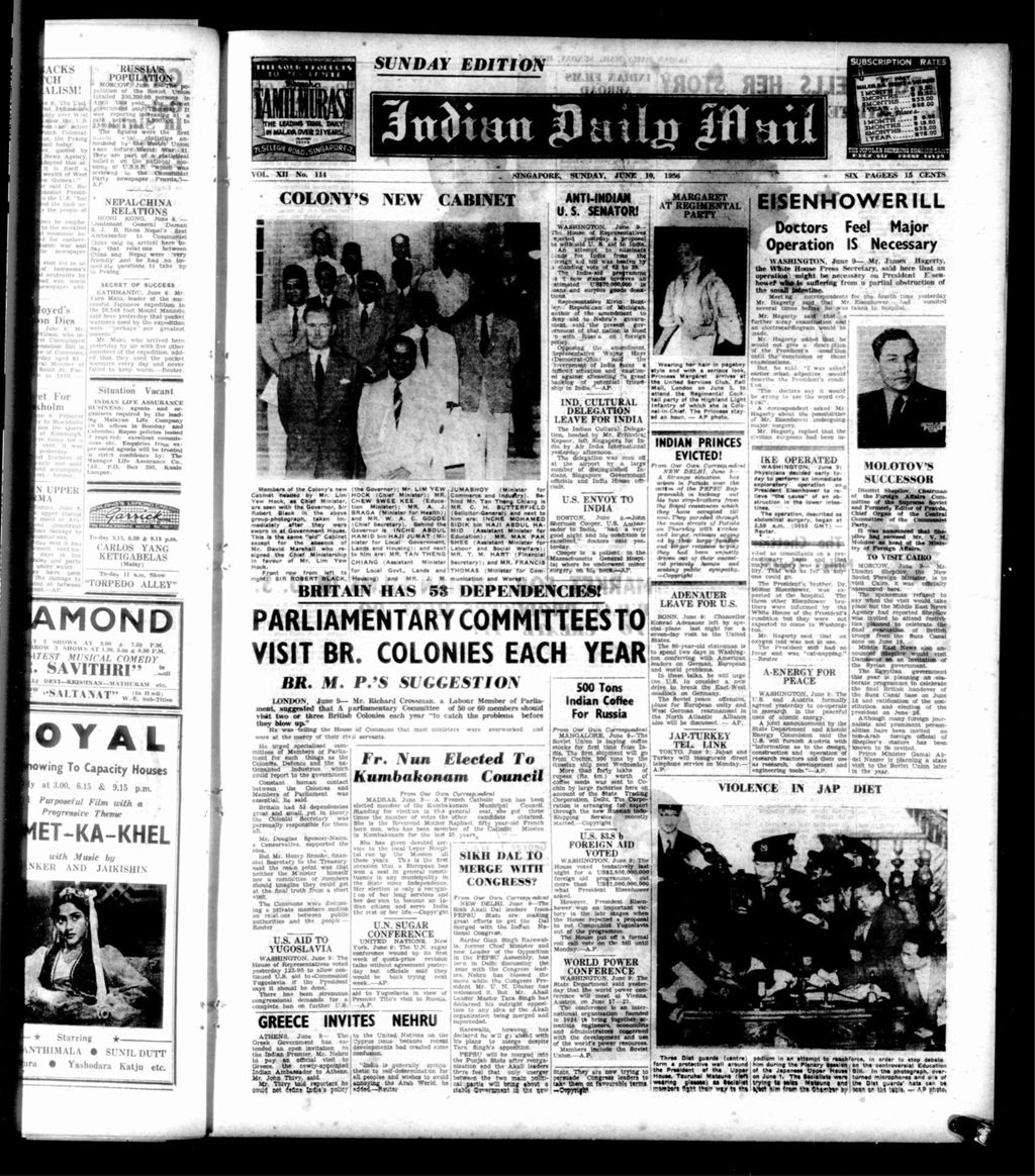 Miniature of Indian Daily Mail 10 June 1956