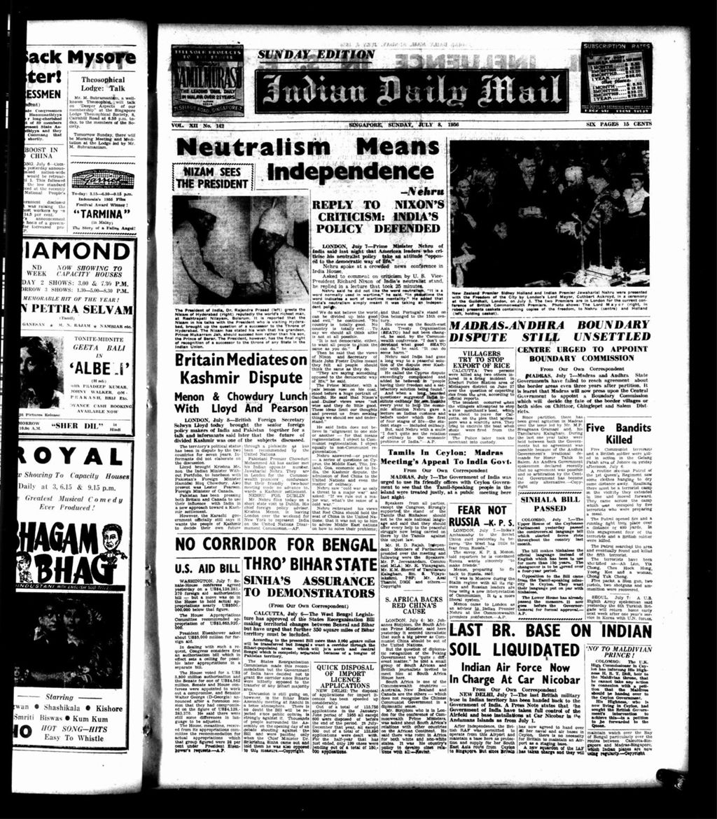 Miniature of Indian Daily Mail 08 July 1956