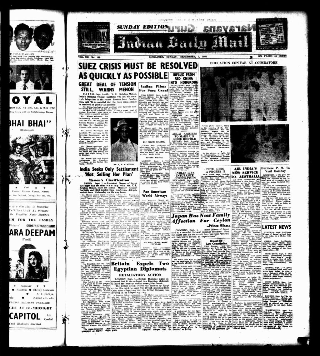 Miniature of Indian Daily Mail 02 September 1956