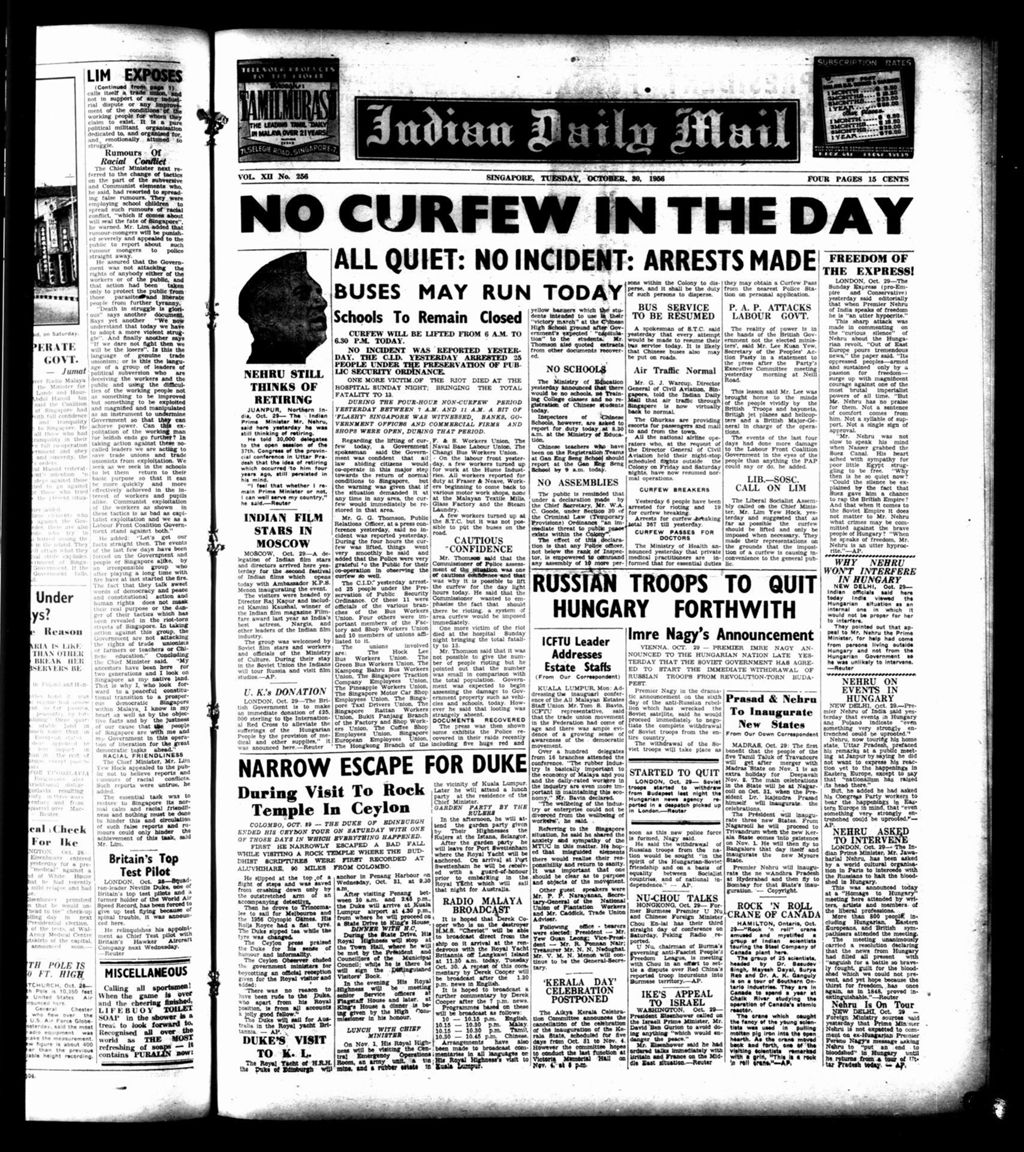 Miniature of Indian Daily Mail 30 October 1956