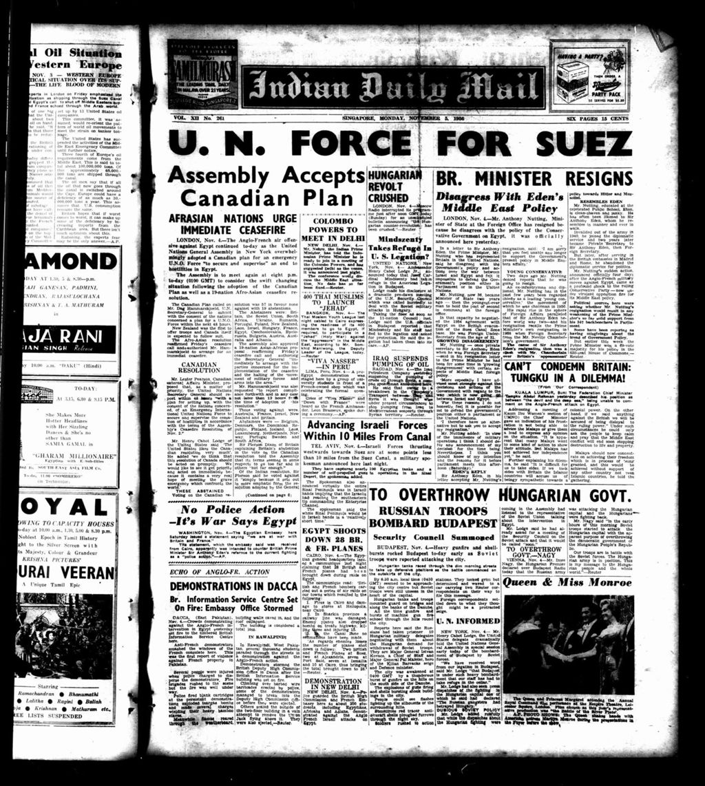 Miniature of Indian Daily Mail 05 November 1956