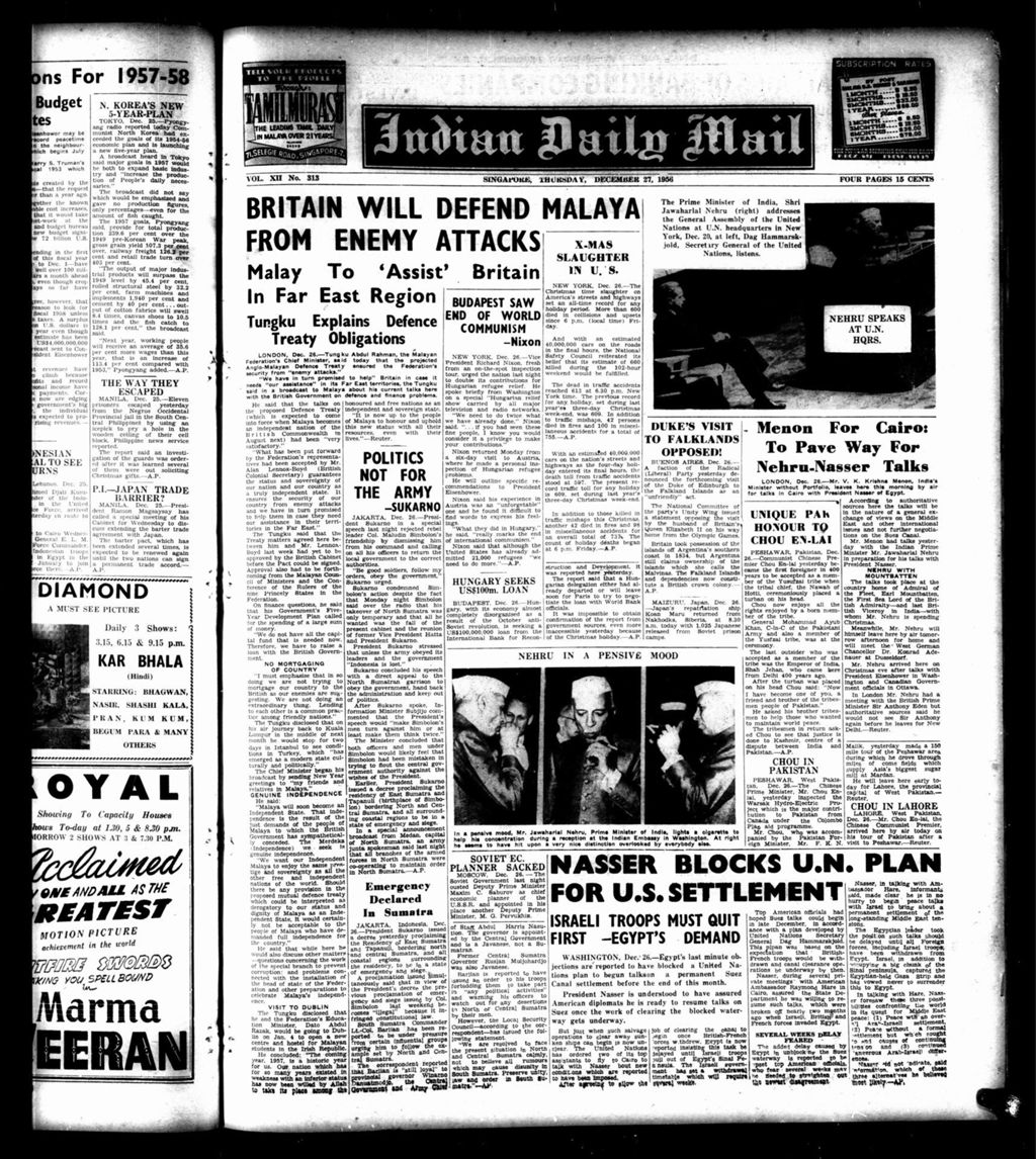 Miniature of Indian Daily Mail 27 December 1956