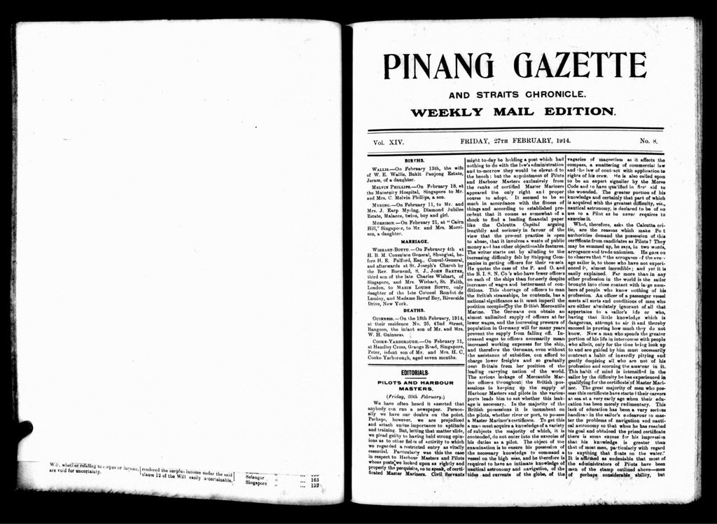 Miniature of Pinang Gazette and Straits Chronicle Weekly Mail Edition 27 February 1914