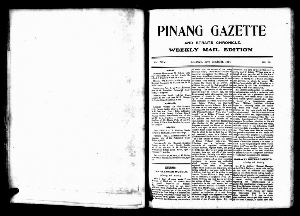 Miniature of Pinang Gazette and Straits Chronicle Weekly Mail Edition 13 March 1914