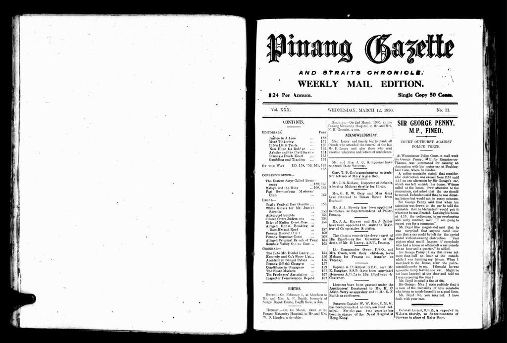 Miniature of Pinang Gazette and Straits Chronicle Weekly Mail Edition 12 March 1930