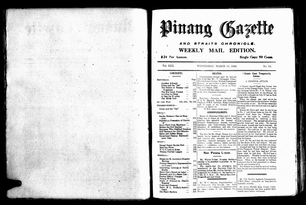 Miniature of Pinang Gazette and Straits Chronicle Weekly Mail Edition 19 March 1930