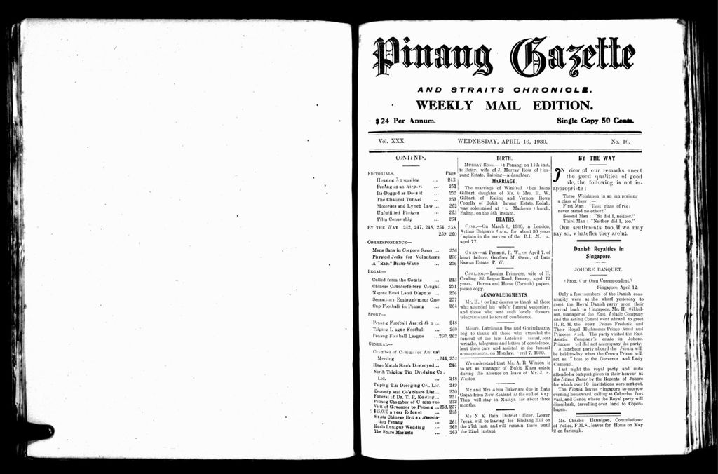 Miniature of Pinang Gazette and Straits Chronicle Weekly Mail Edition 16 April 1930