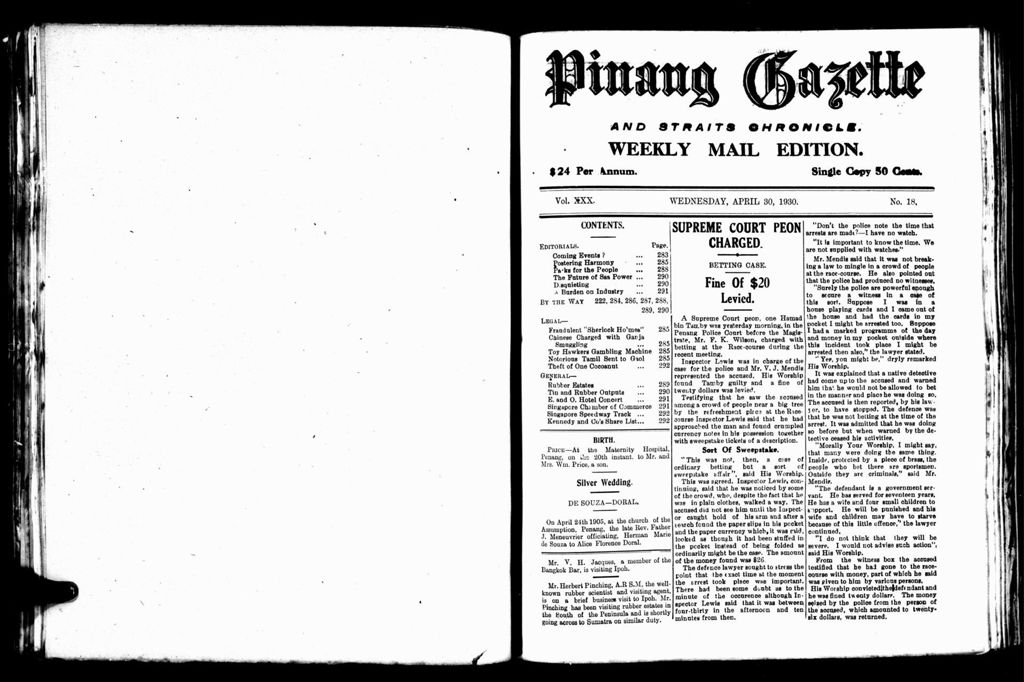 Miniature of Pinang Gazette and Straits Chronicle Weekly Mail Edition 30 April 1930