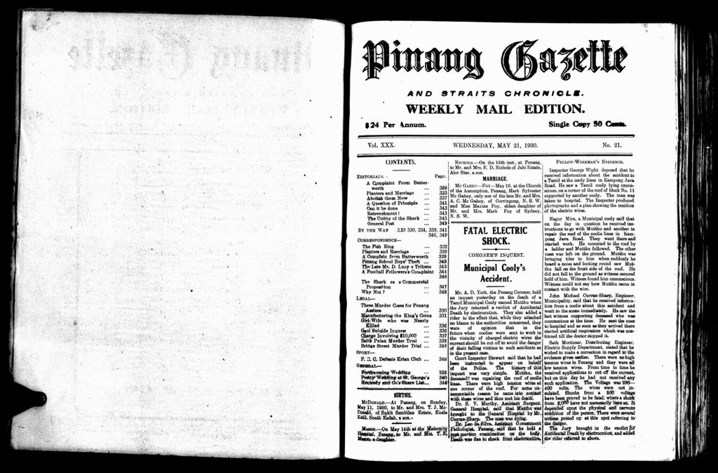 Miniature of Pinang Gazette and Straits Chronicle Weekly Mail Edition 21 May 1930