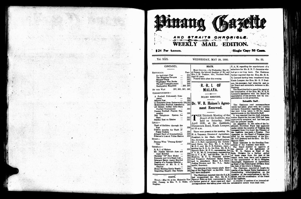 Miniature of Pinang Gazette and Straits Chronicle Weekly Mail Edition 28 May 1930