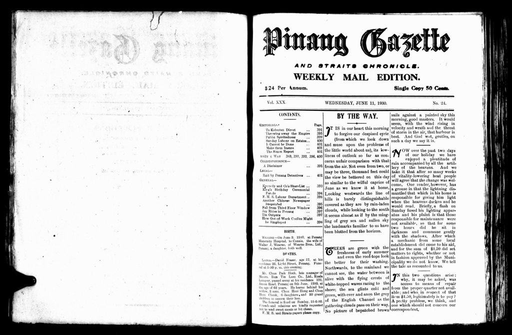 Miniature of Pinang Gazette and Straits Chronicle Weekly Mail Edition 11 June 1930