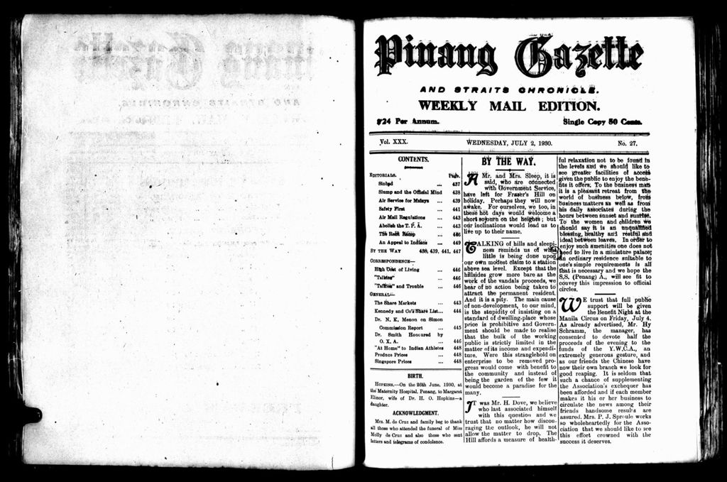 Miniature of Pinang Gazette and Straits Chronicle Weekly Mail Edition 02 July 1930