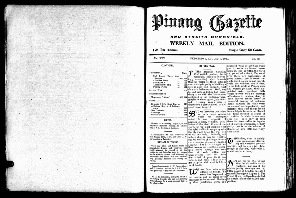 Miniature of Pinang Gazette and Straits Chronicle Weekly Mail Edition 06 August 1930