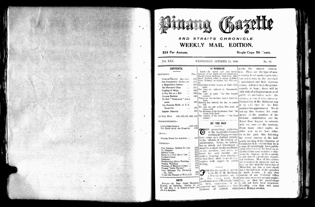 Miniature of Pinang Gazette and Straits Chronicle Weekly Mail Edition 15 October 1930