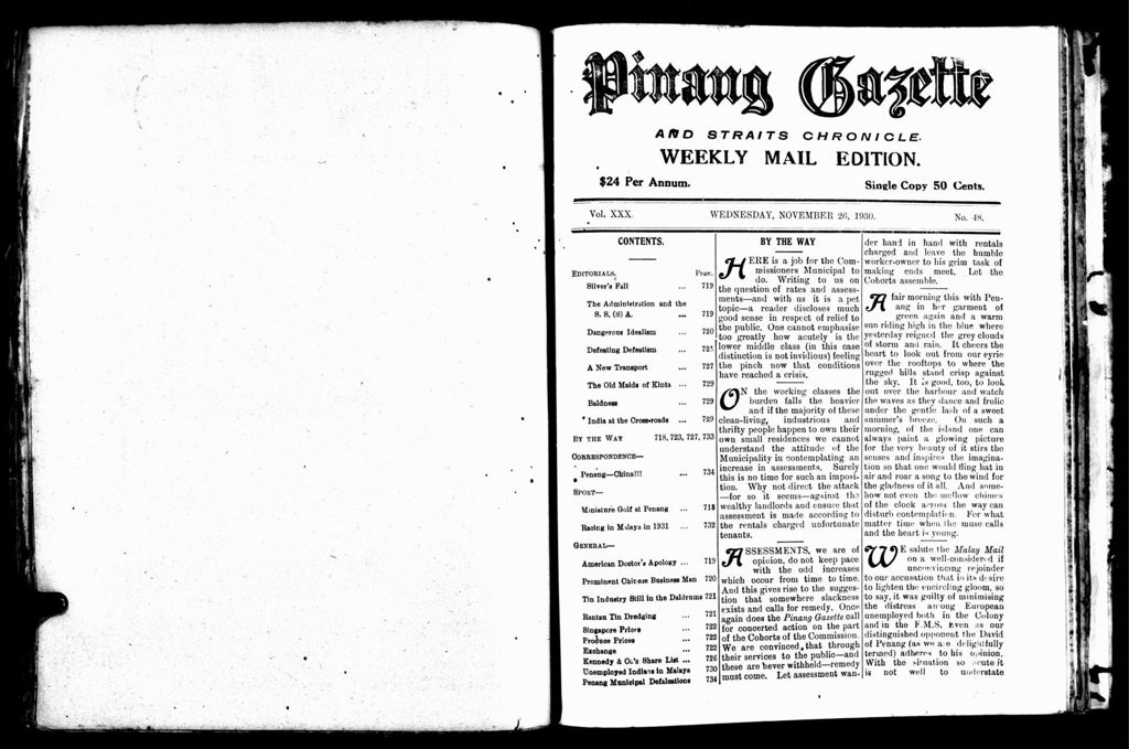 Miniature of Pinang Gazette and Straits Chronicle Weekly Mail Edition 26 November 1930