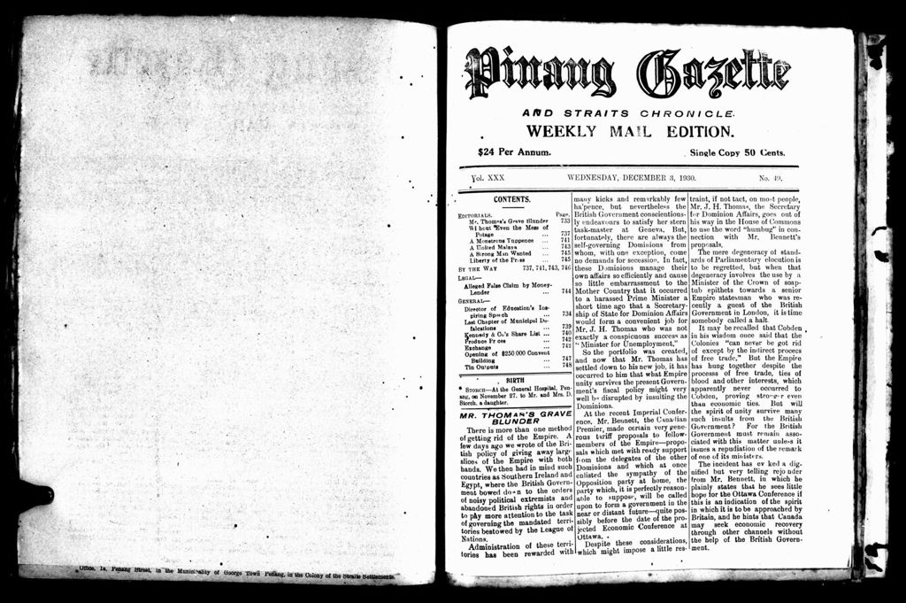 Miniature of Pinang Gazette and Straits Chronicle Weekly Mail Edition 03 December 1930