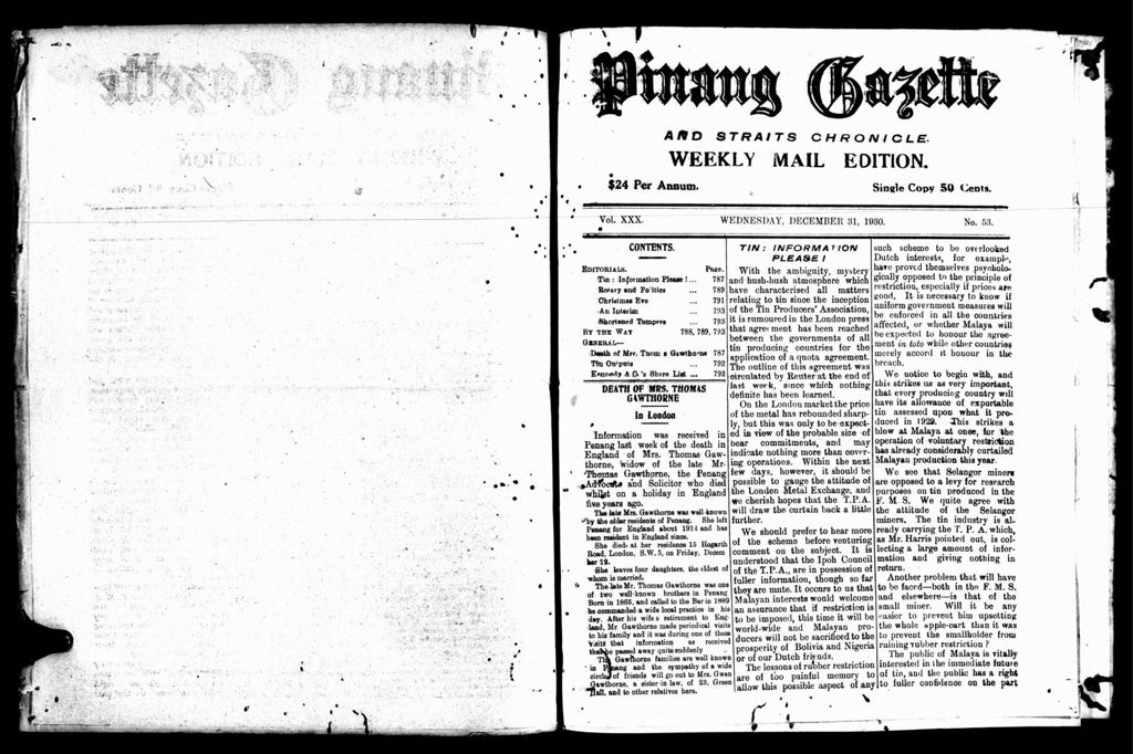 Miniature of Pinang Gazette and Straits Chronicle Weekly Mail Edition 31 December 1930