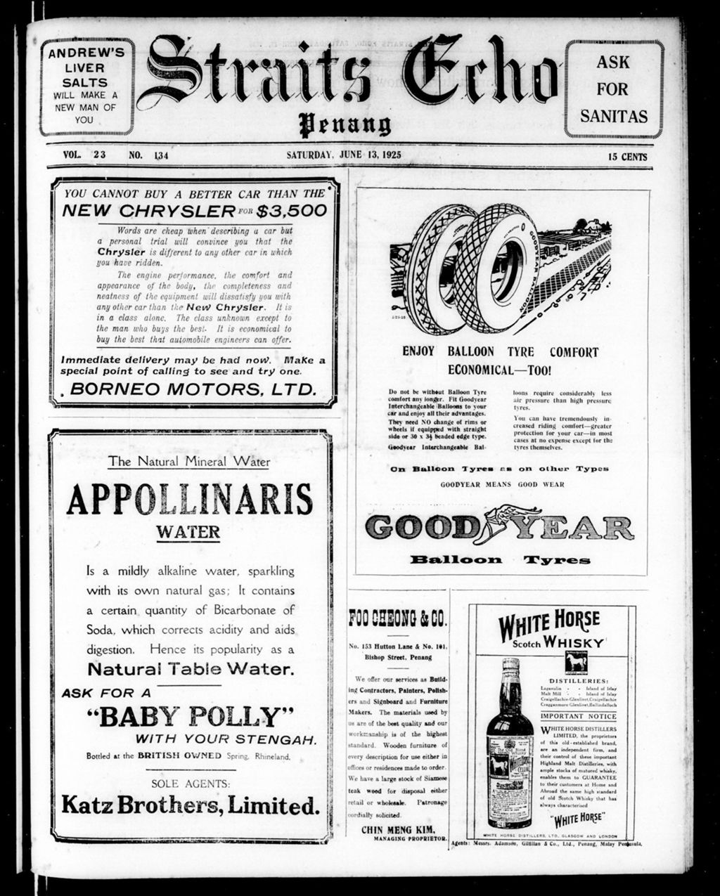 Miniature of Straits Echo 13 June 1925