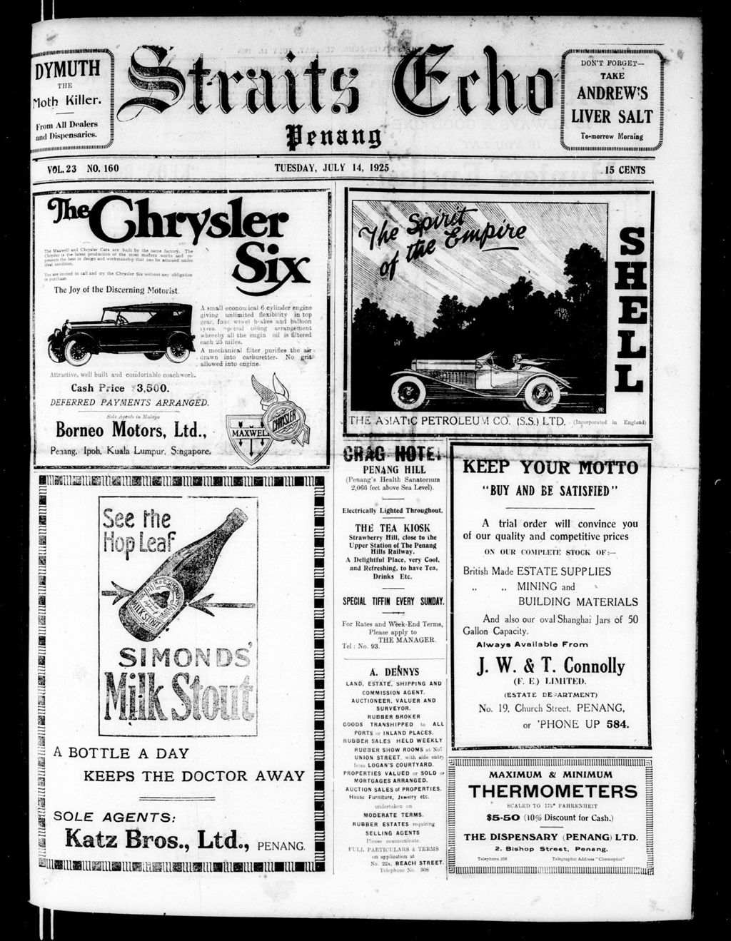 Miniature of Straits Echo 14 July 1925