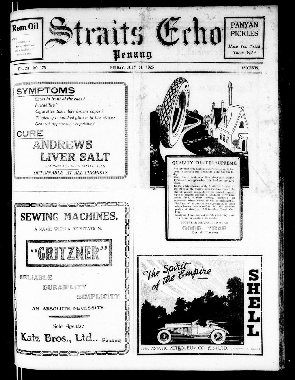 Miniature of Straits Echo 31 July 1925