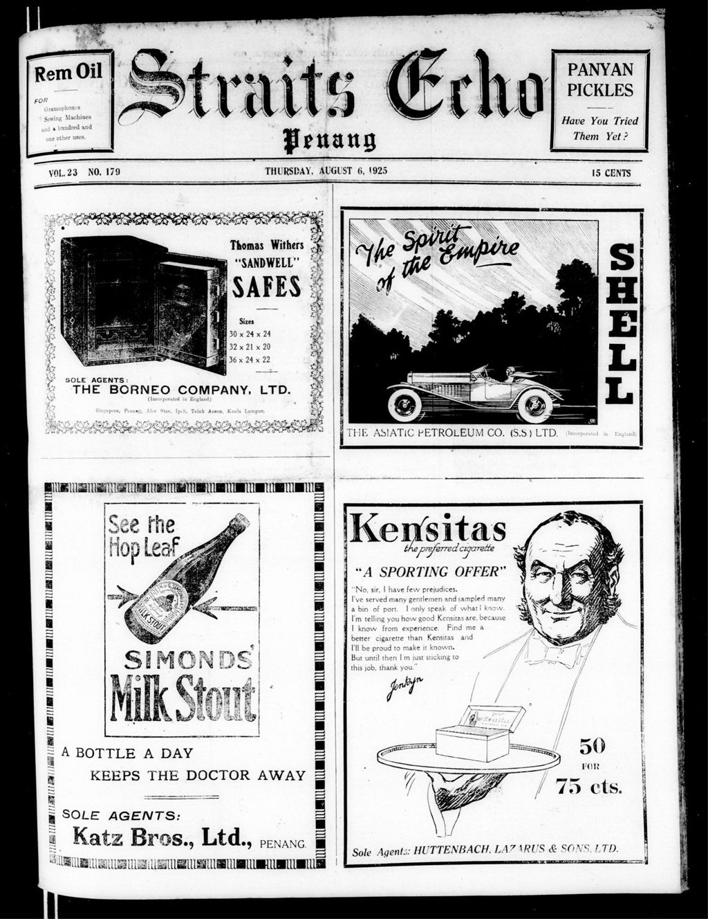 Miniature of Straits Echo 06 August 1925