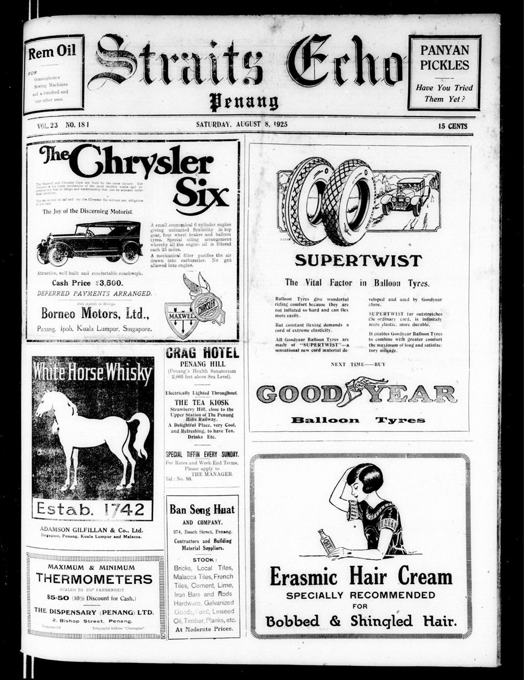 Miniature of Straits Echo 08 August 1925