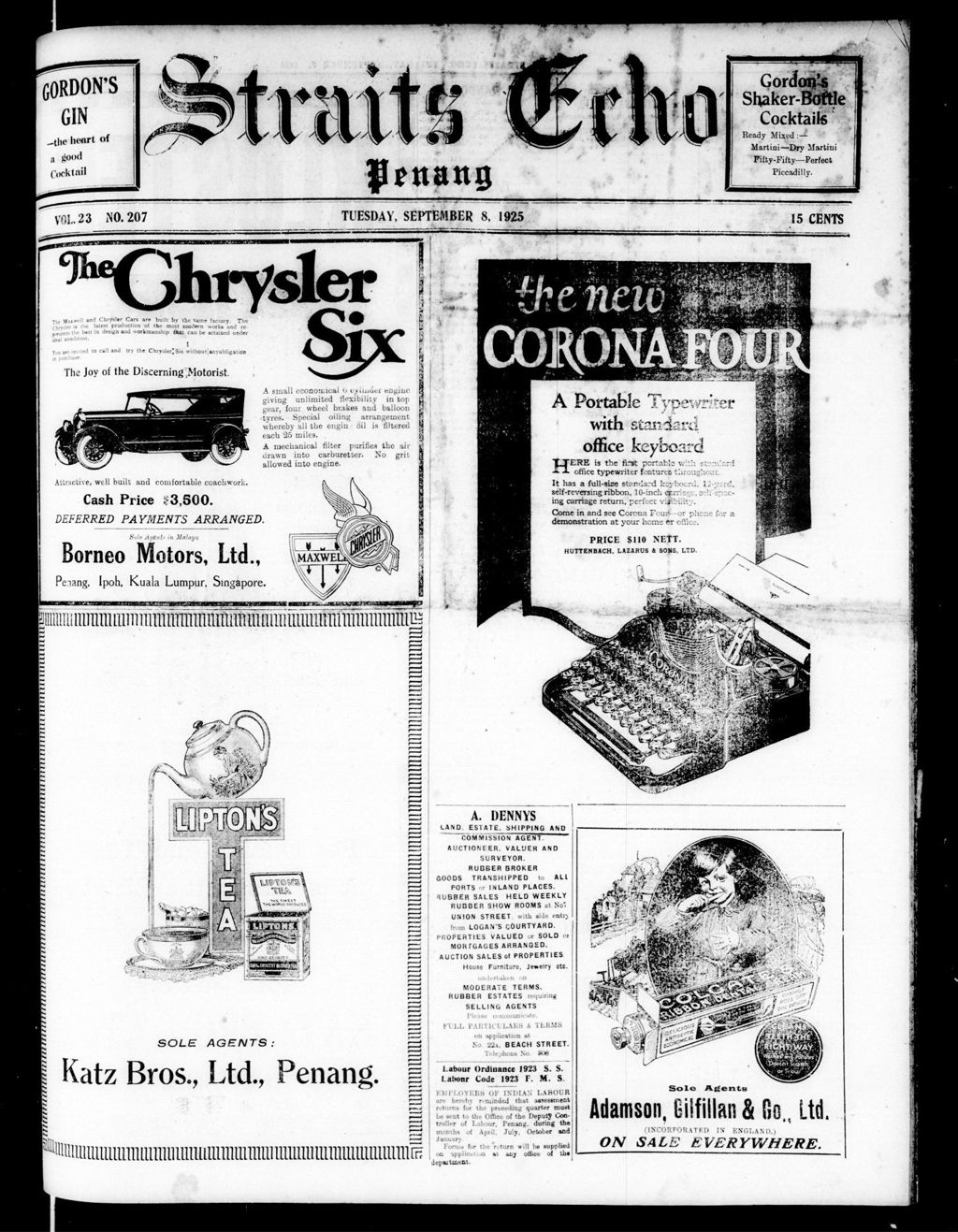 Miniature of Straits Echo 08 September 1925