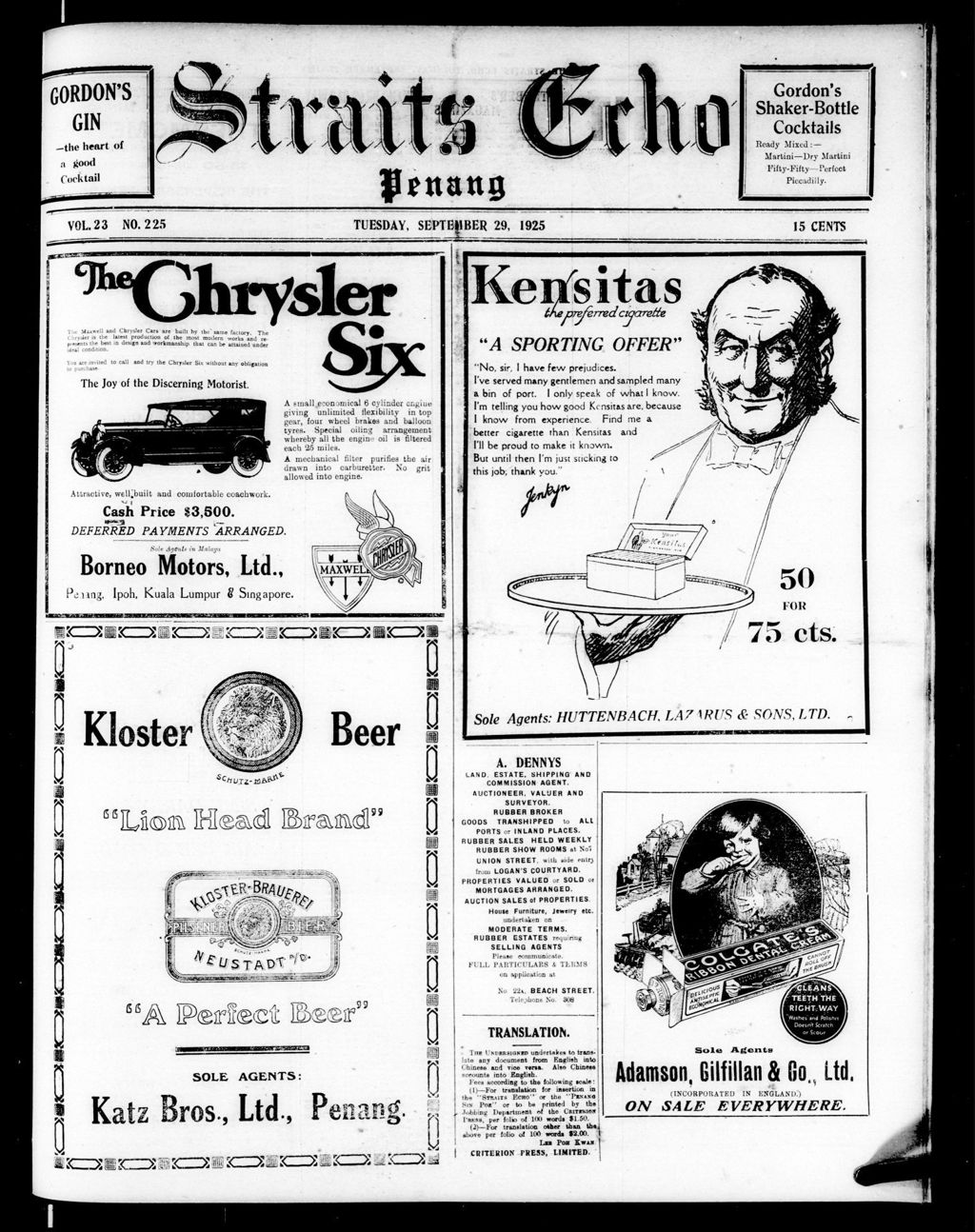 Miniature of Straits Echo 29 September 1925