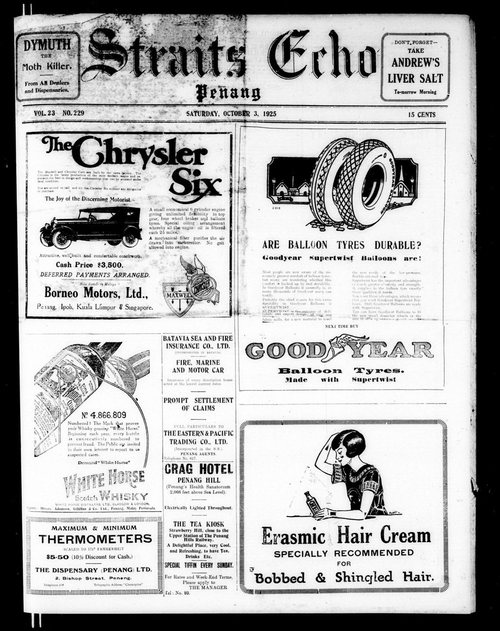 Miniature of Straits Echo 03 October 1925