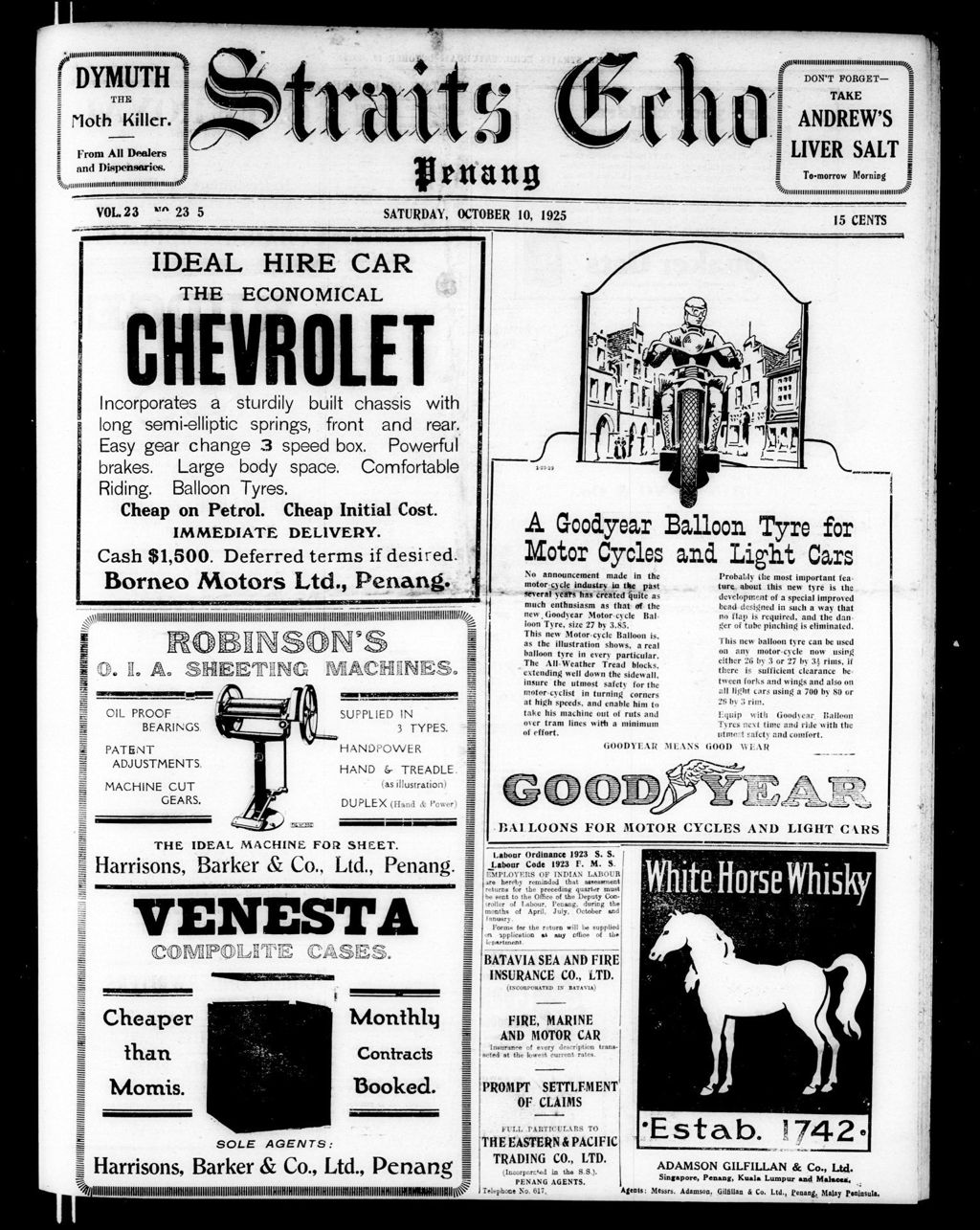 Miniature of Straits Echo 10 October 1925