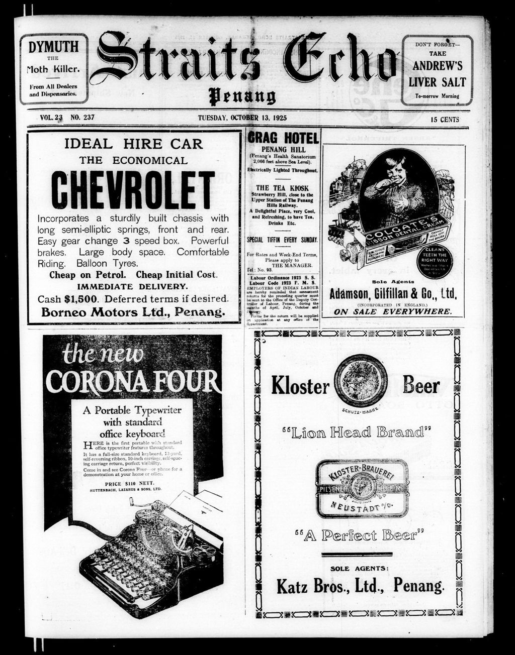 Miniature of Straits Echo 13 October 1925