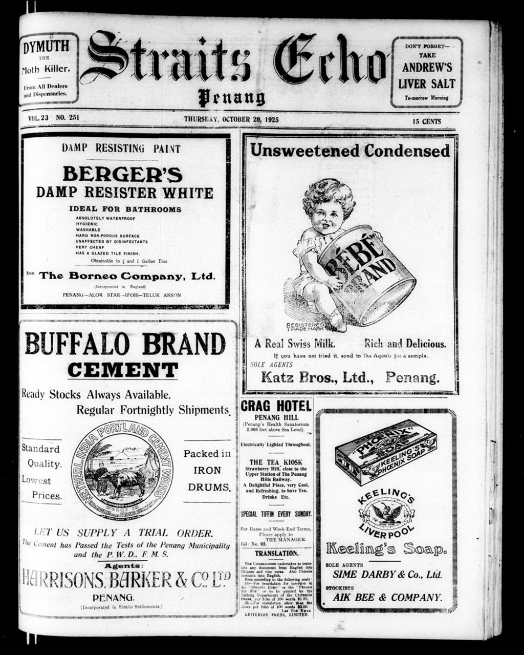 Miniature of Straits Echo 29 October 1925