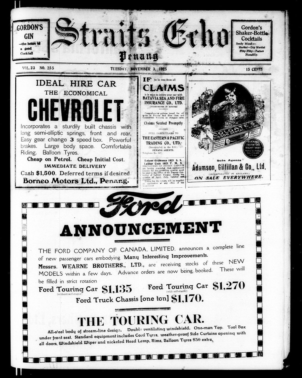 Miniature of Straits Echo 03 November 1925