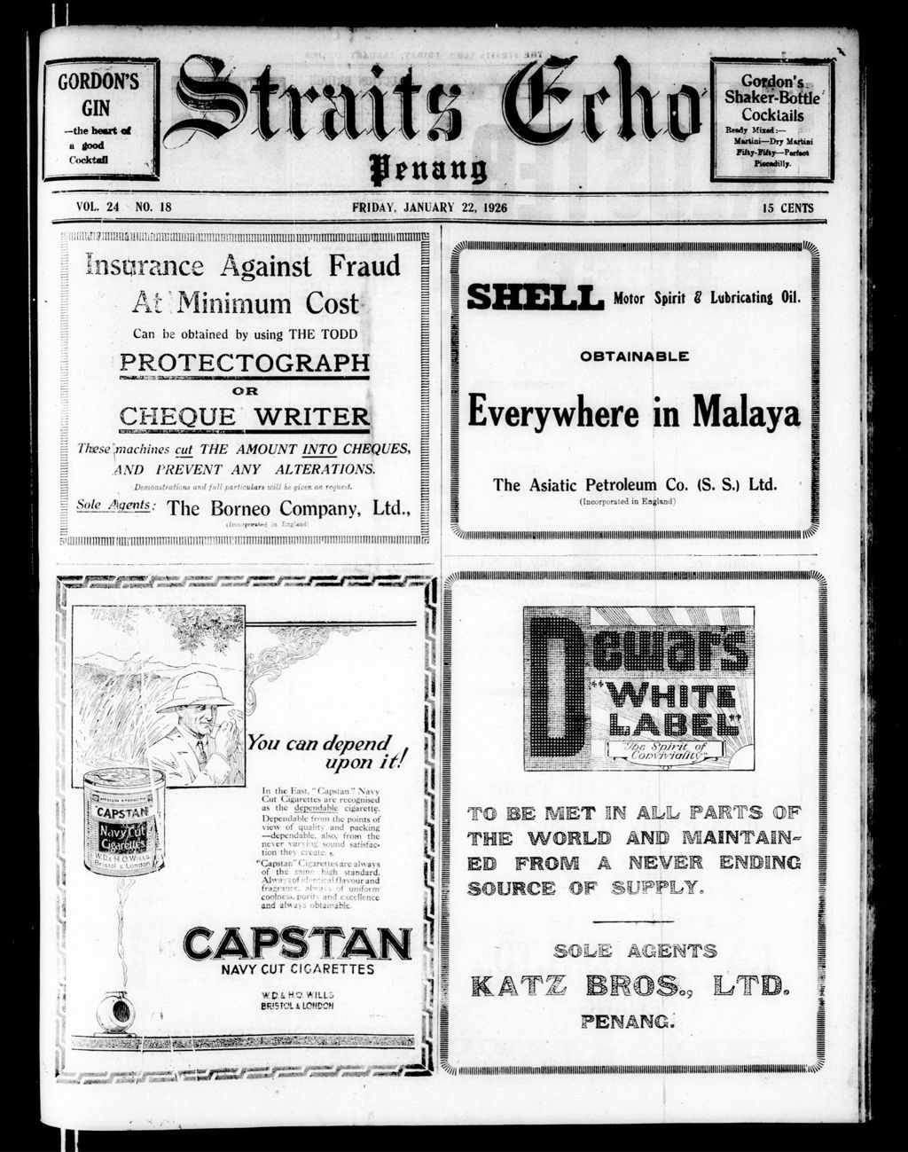 Miniature of Straits Echo 22 January 1926